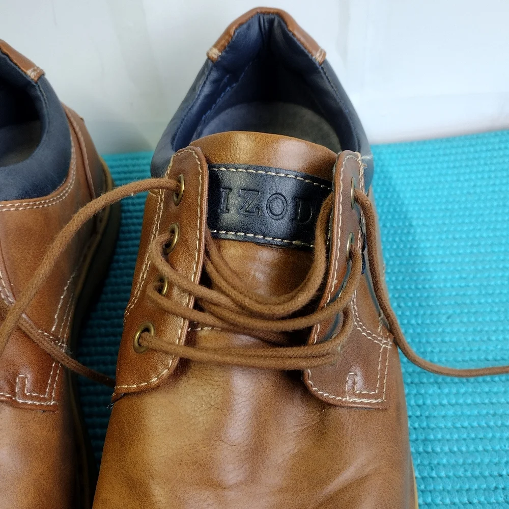 Izod Men's Casual Oxford Lace Up Brown Tan Dress Shoes 10.5M